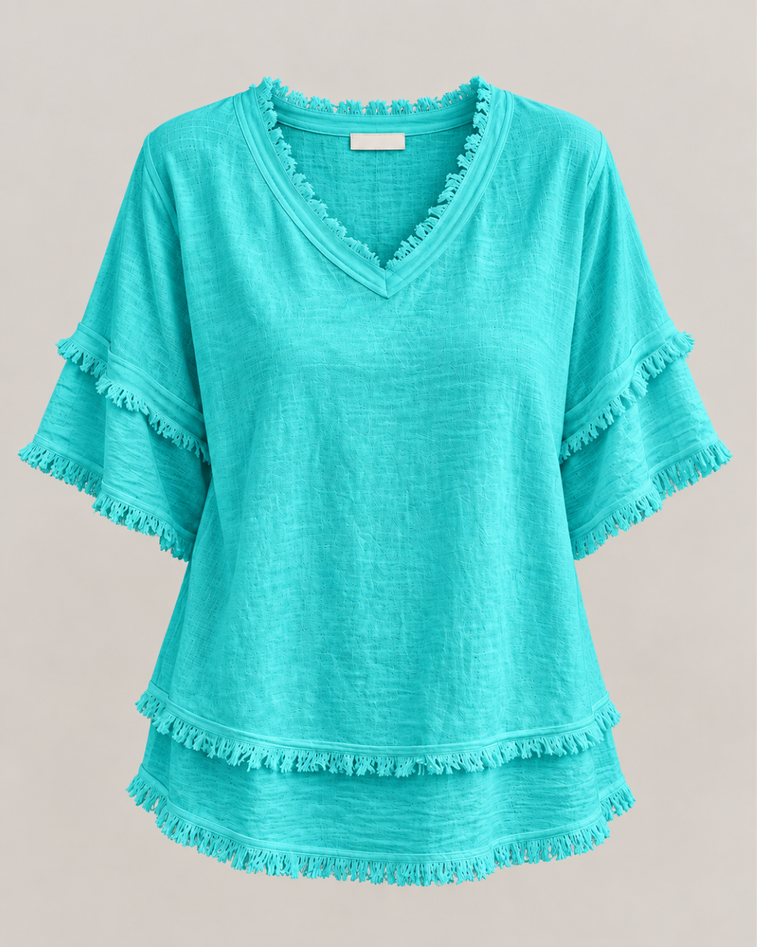 Sara | Vintage Frayed V-Neck Linen Top