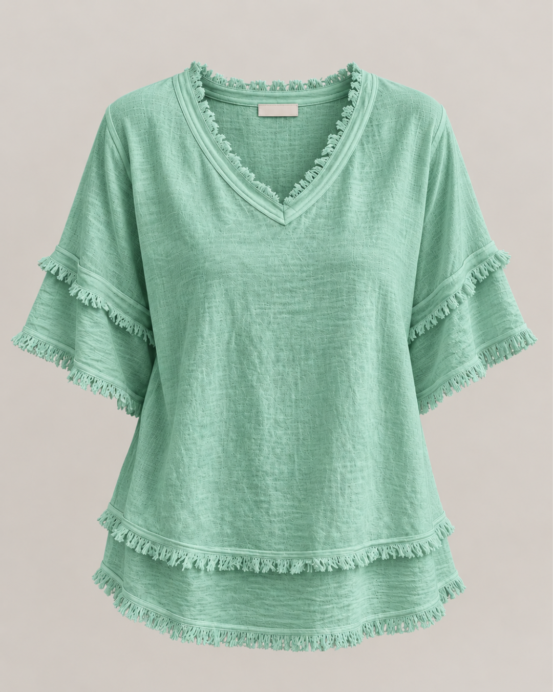 Sara | Vintage Frayed V-Neck Linen Top