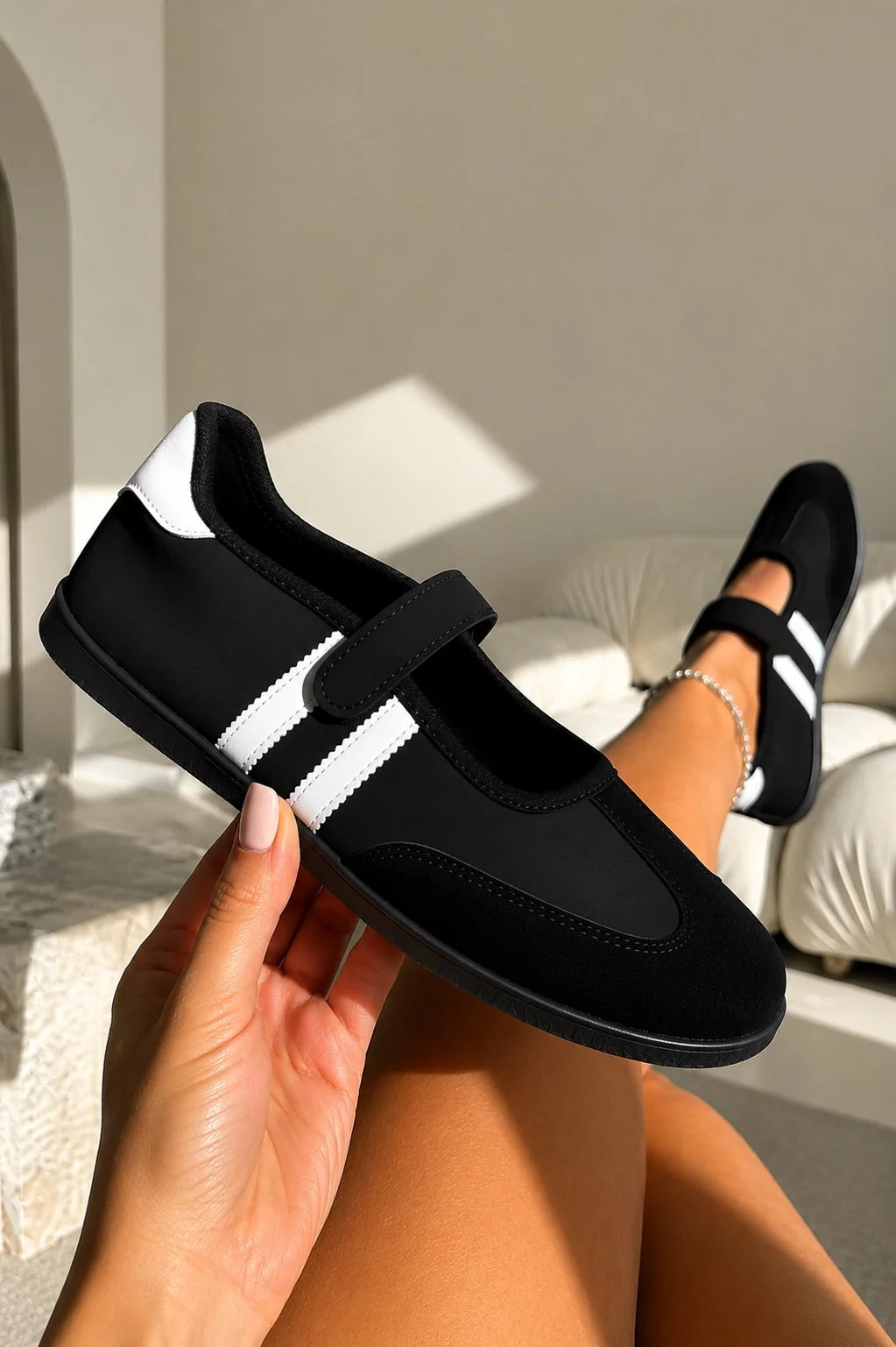Comfort Mary Jane Padded Footbed Slip On Trainers