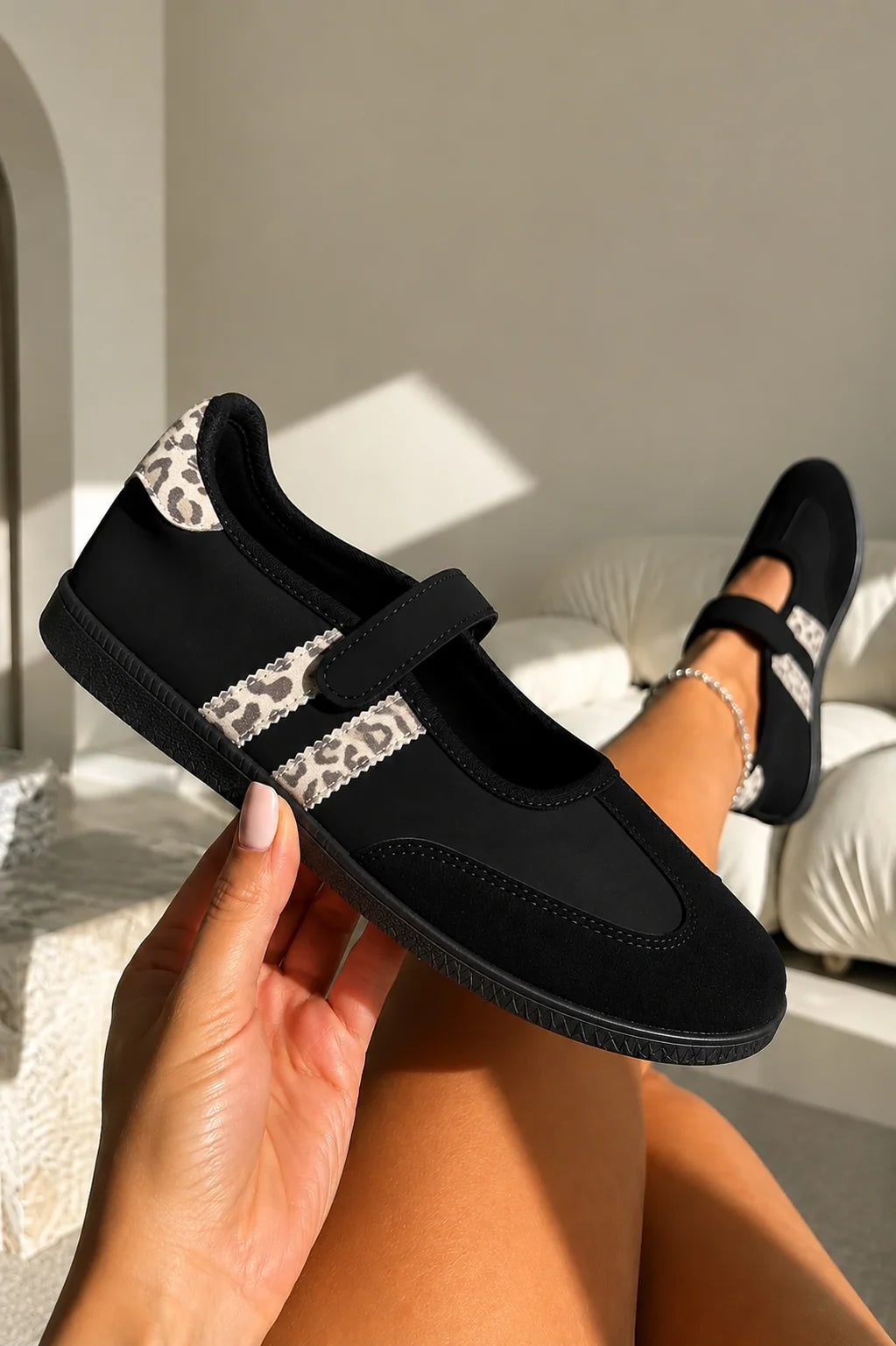 Comfort Mary Jane Padded Footbed Slip On Trainers