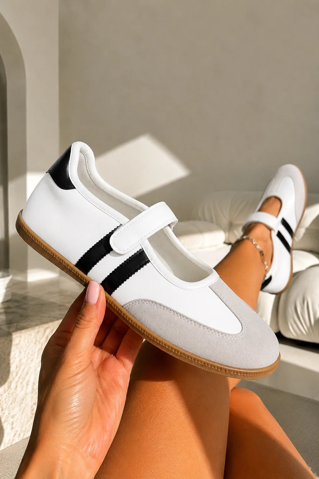 Comfort Mary Jane Padded Footbed Slip On Trainers