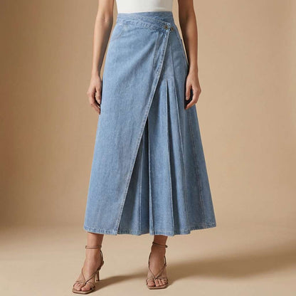 The Linea Wrap Denim Skirt