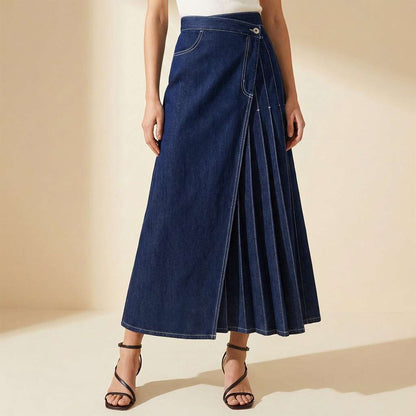 The Linea Wrap Denim Skirt