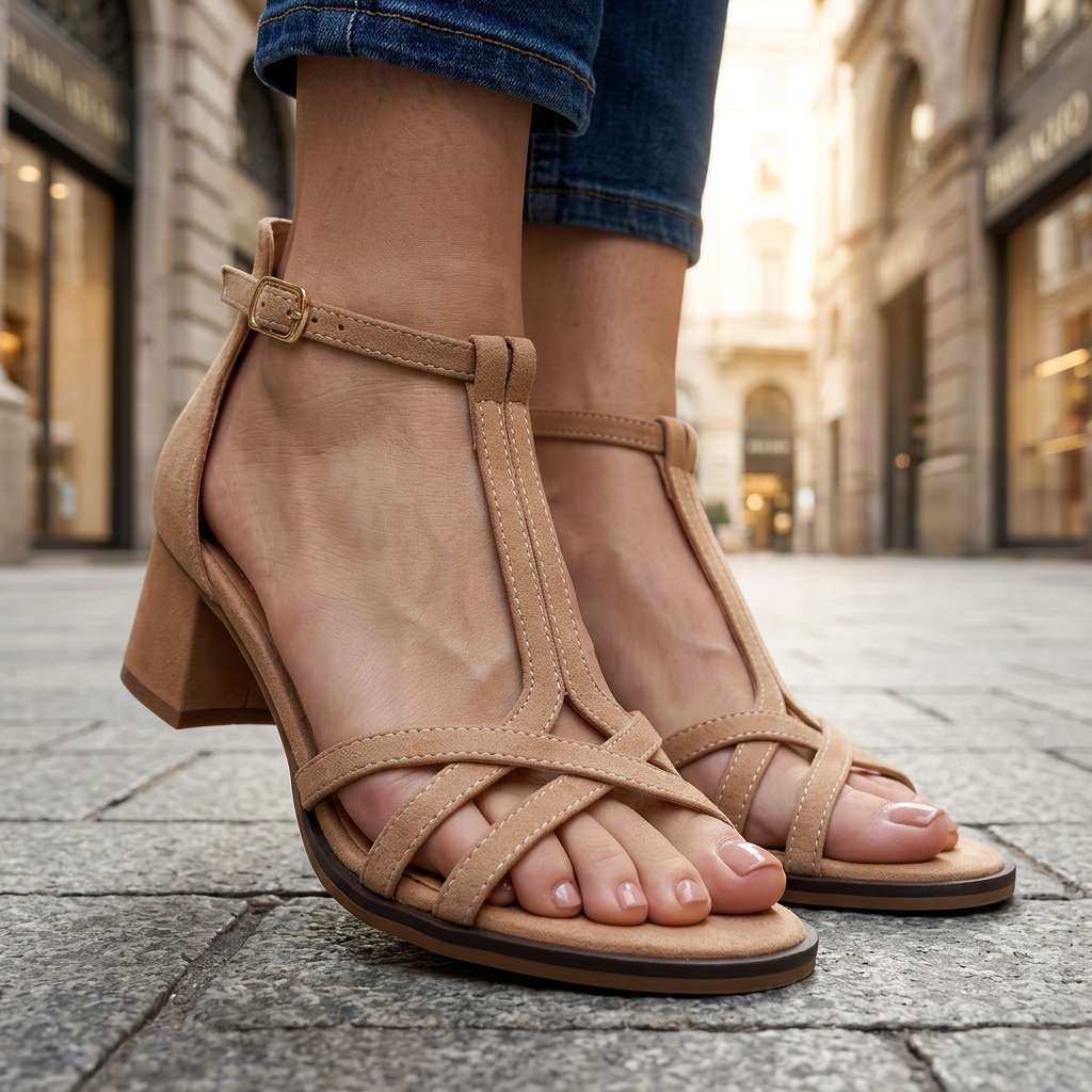 Evelyn Comfort T-Strap Sandals