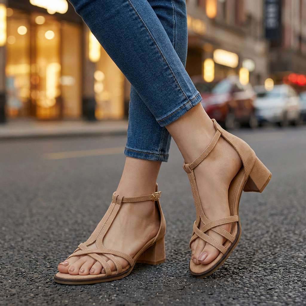 Evelyn Comfort T-Strap Sandals