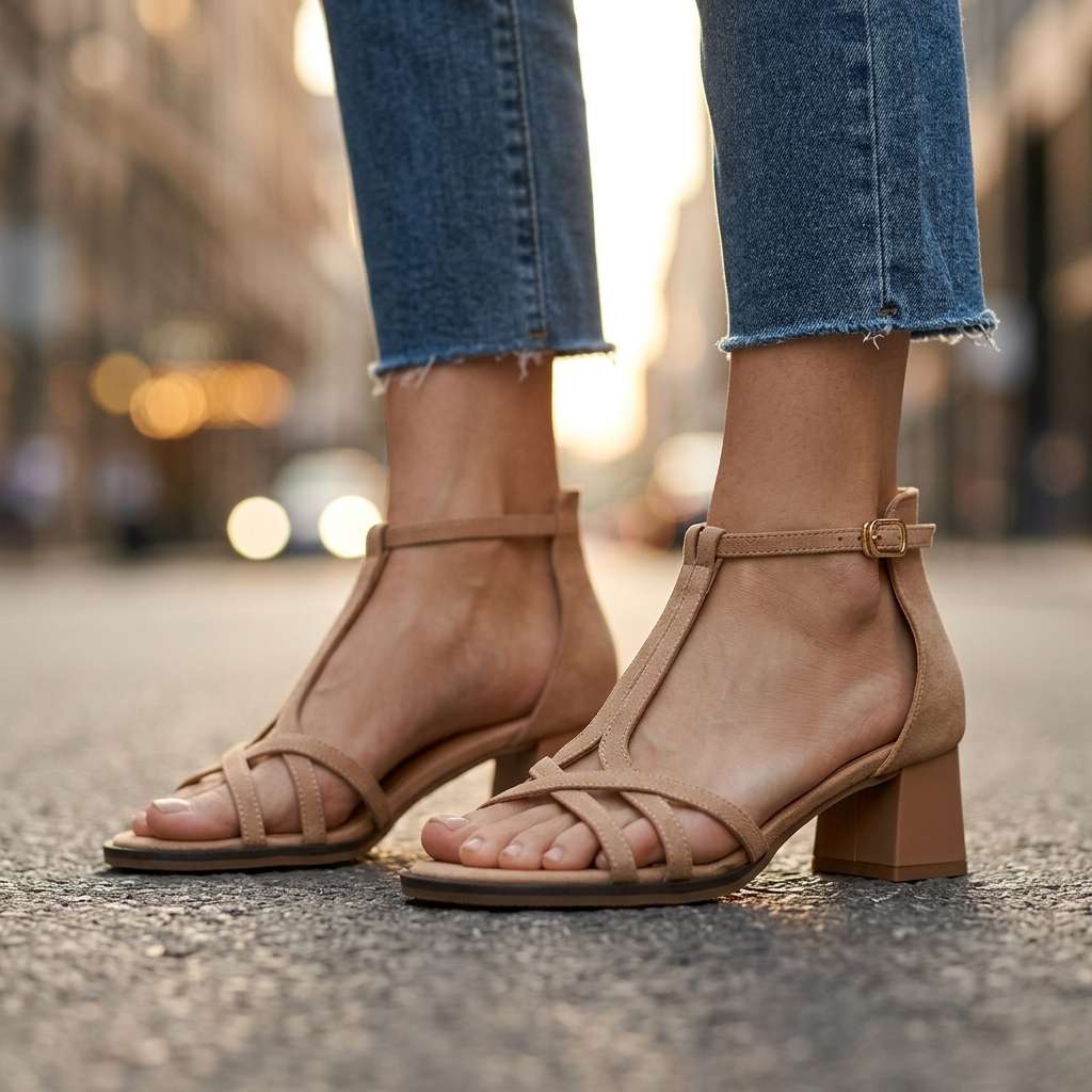 Evelyn Comfort T-Strap Sandals