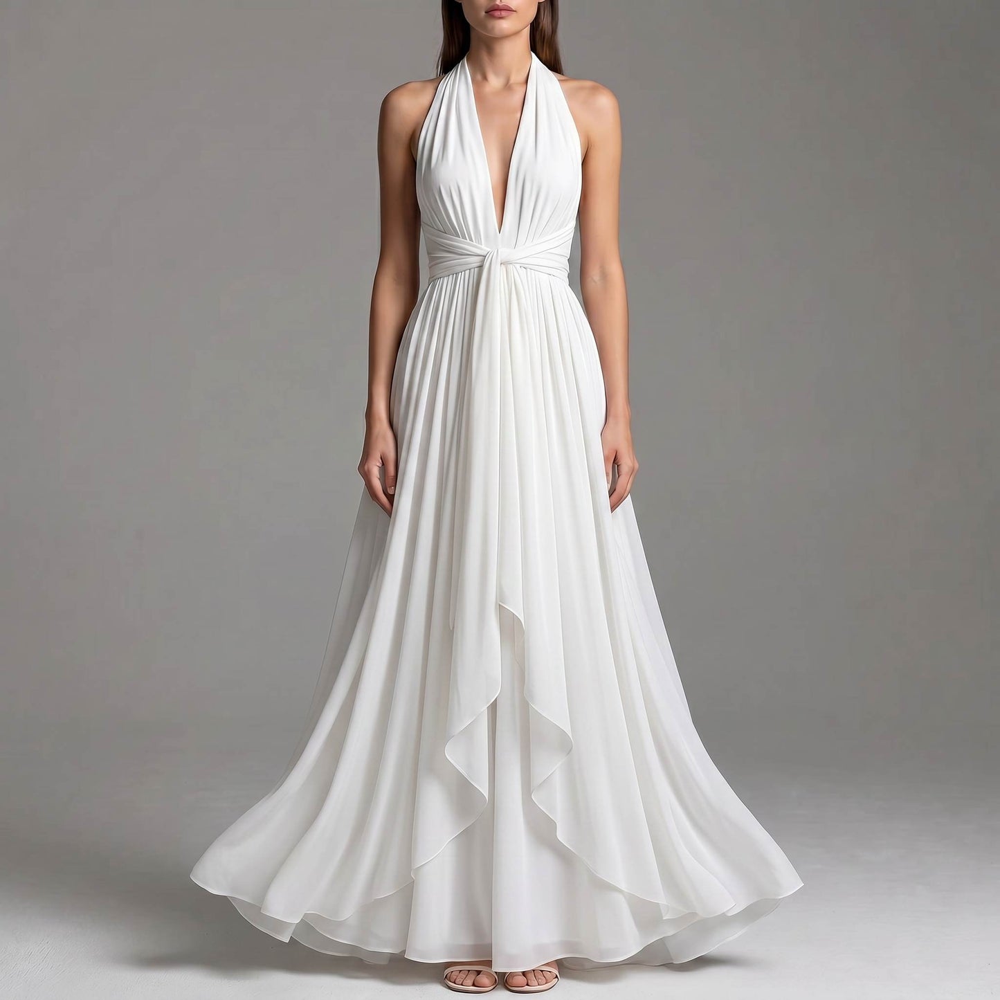 Halter Pleated Maxi Dress