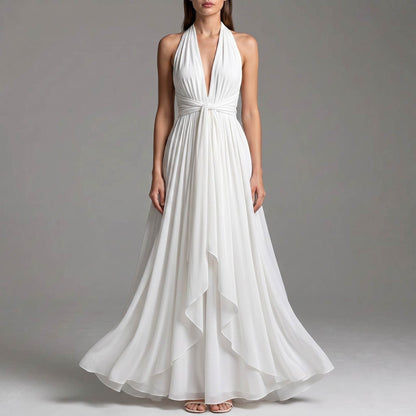 Halter Pleated Maxi Dress