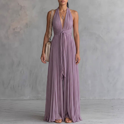 Halter Pleated Maxi Dress