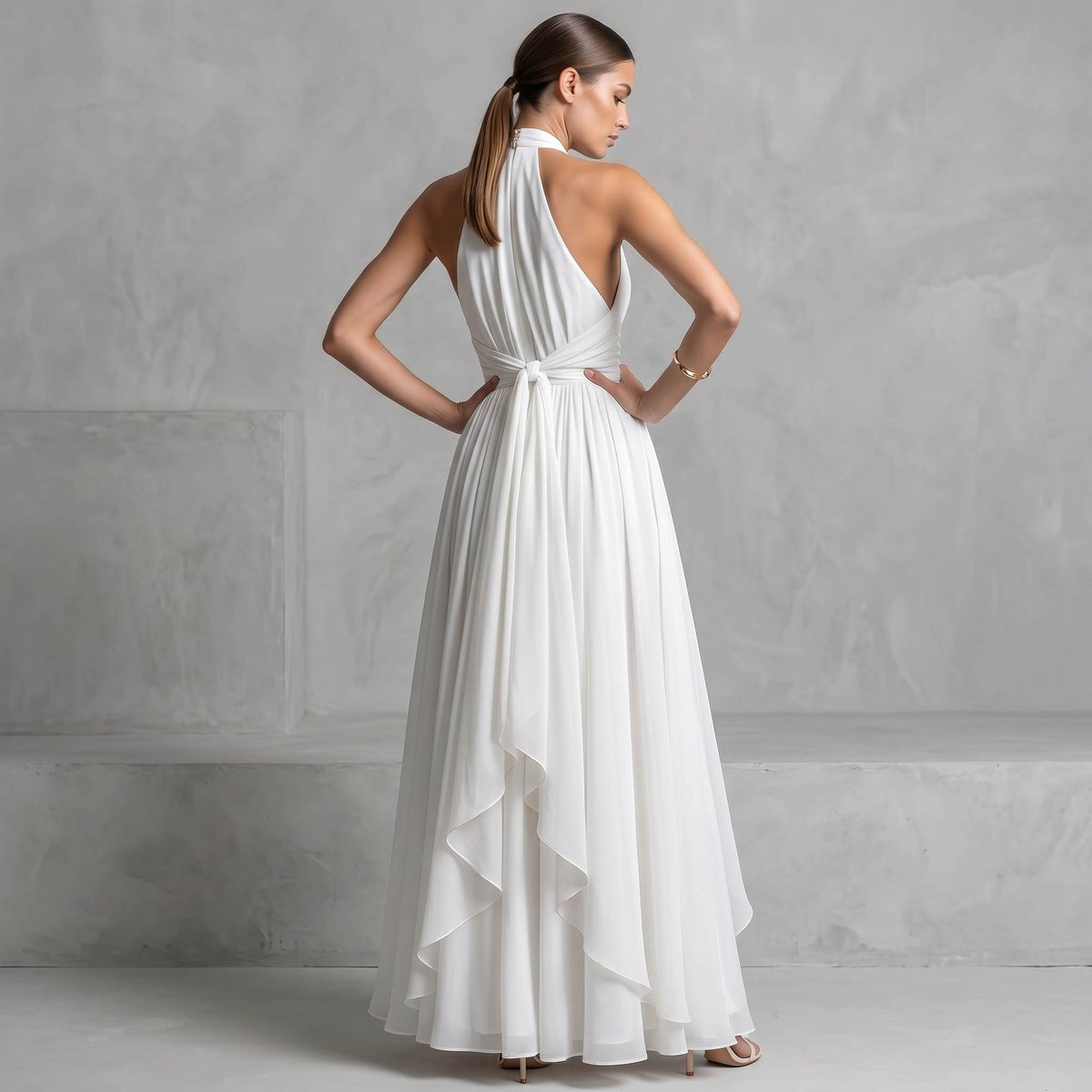 Halter Pleated Maxi Dress