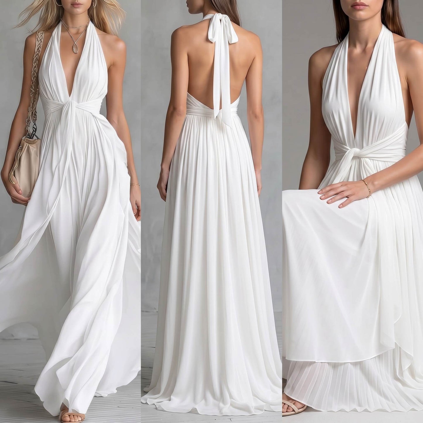 Halter Pleated Maxi Dress