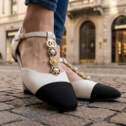 Rosalie Pearl T-Strap Flats