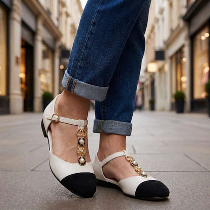 Rosalie Pearl T-Strap Flats