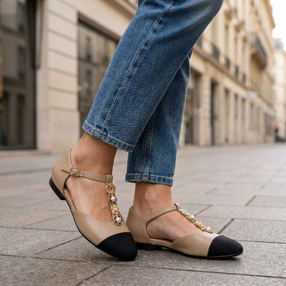 Rosalie Pearl T-Strap Flats
