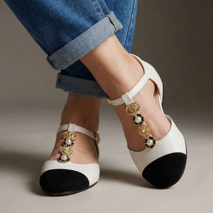 Rosalie Pearl T-Strap Flats