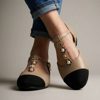 Rosalie Pearl T-Strap Flats