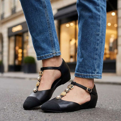 Rosalie Pearl T-Strap Flats