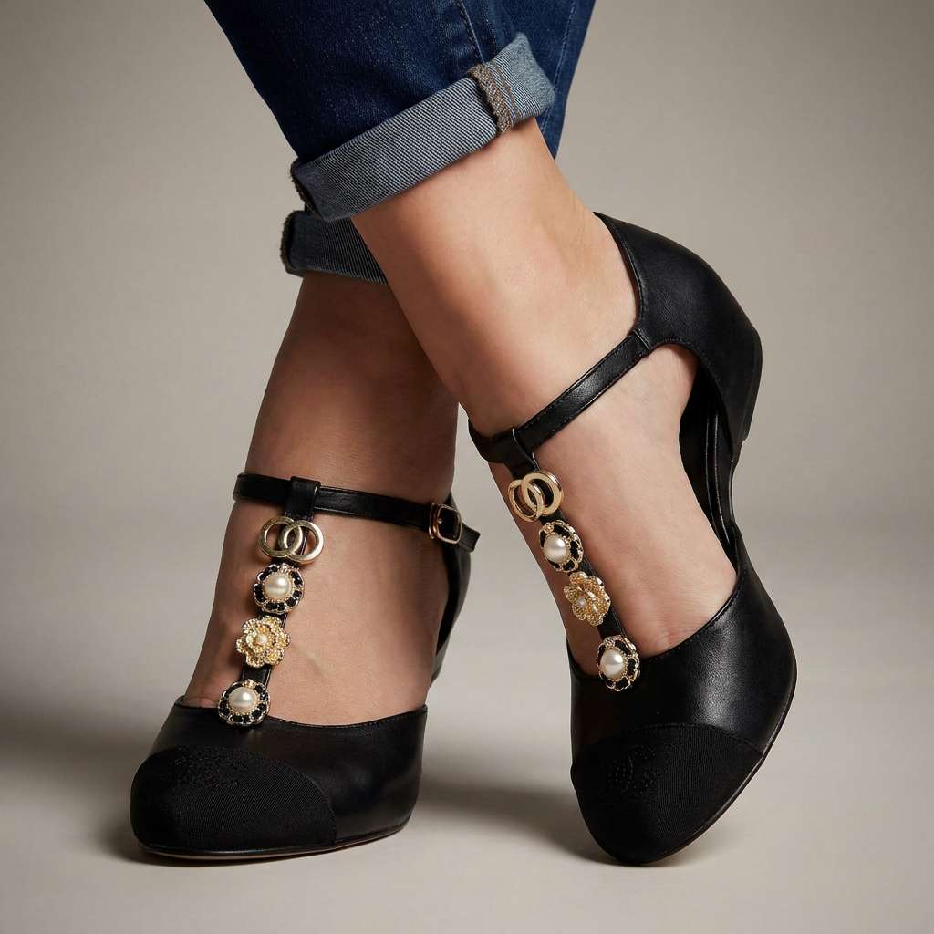 Rosalie Pearl T-Strap Flats