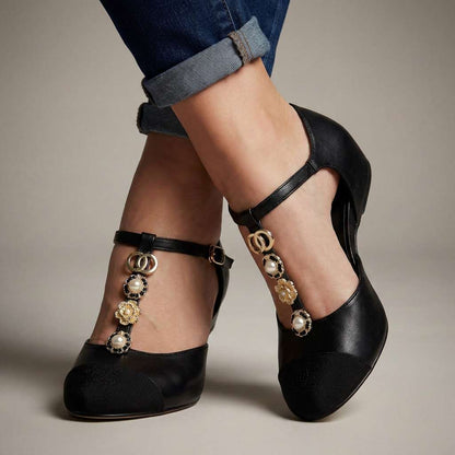 Rosalie Pearl T-Strap Flats