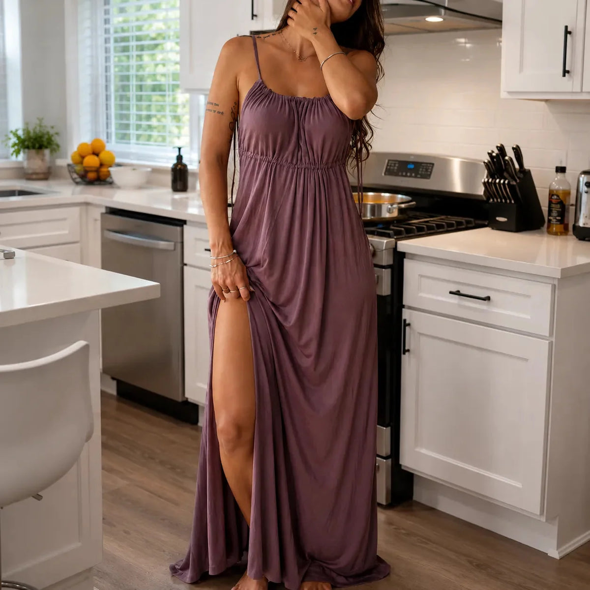 iconvano – Backless Drawstring Maxi Dress